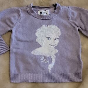 BABY GAP DISNEY FROZEN ELSA LILAC BELL SLEEVE SWEATER, SIZE 18-24 MONTHS